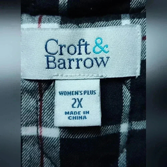 Croft & Borrow Women's Black and White Quilted Vest | Size 2X - Picture 3 of 5